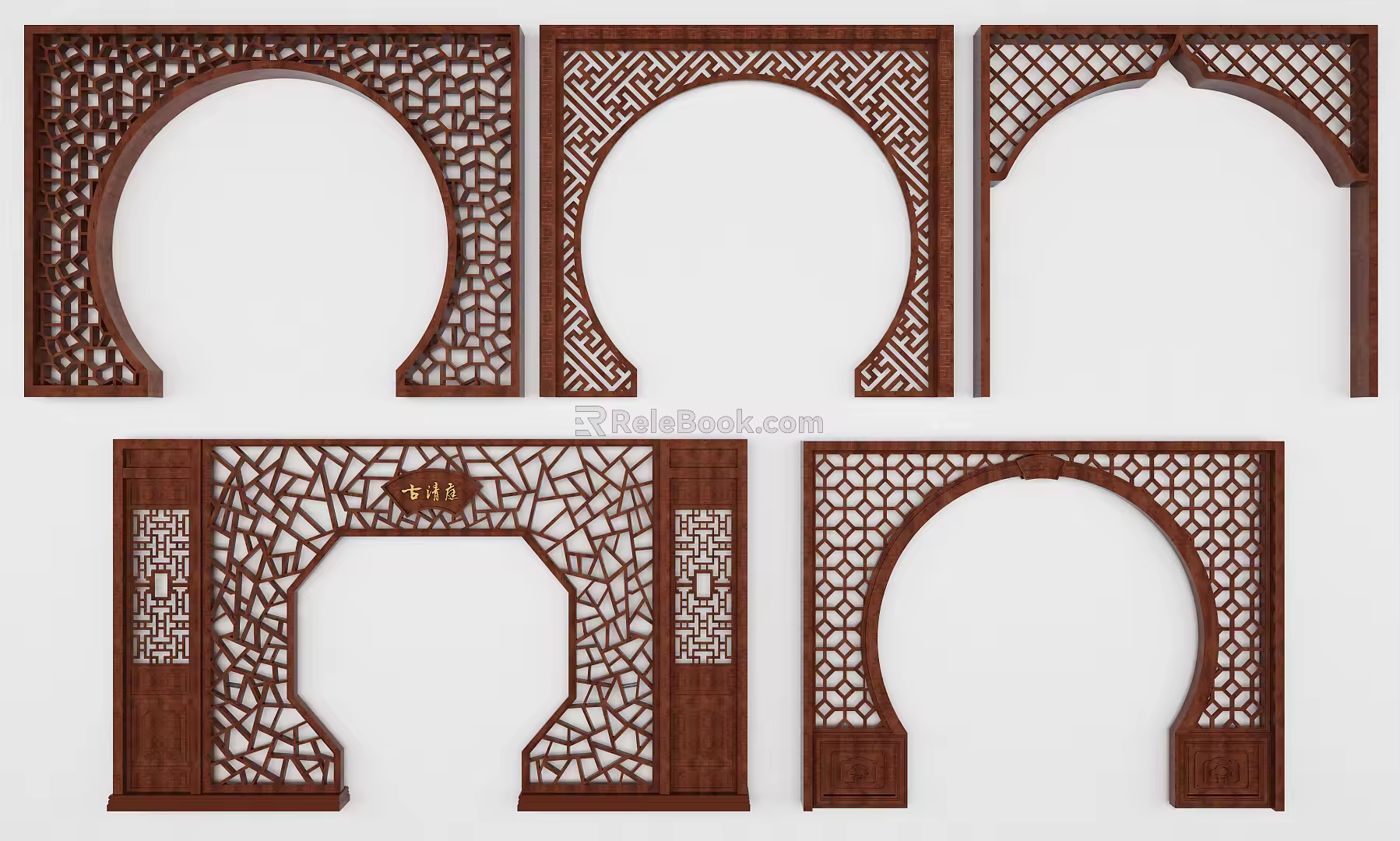 Mid-style door arch partition combination 3d model