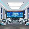 Modern monitoring room Command control room Dispatching command center Monitoring hall Command hall Office desks and chairs 3d model