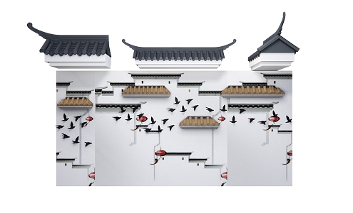 Chinese Wall Eaves 3d model