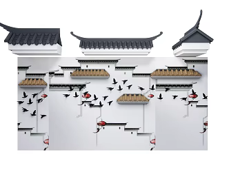 Chinese Wall Eaves 3d model