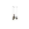 Three Piece Onion Shaped Metallic Pleated Chandeliers Hanging With Warm Light Glow For Modern Decor