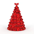 Red Christmas Tree Shaped Photo Spot With Bow And Lucky Word Ribbons