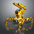 Yellow Multi Legged Mechanical Robot With Spider Like Structure Mechanical Arm And Camera Sensor 3d model