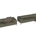 Light Beige Modern Fabric Sofa Set With Modular Sections And Plush Cushions 3d model