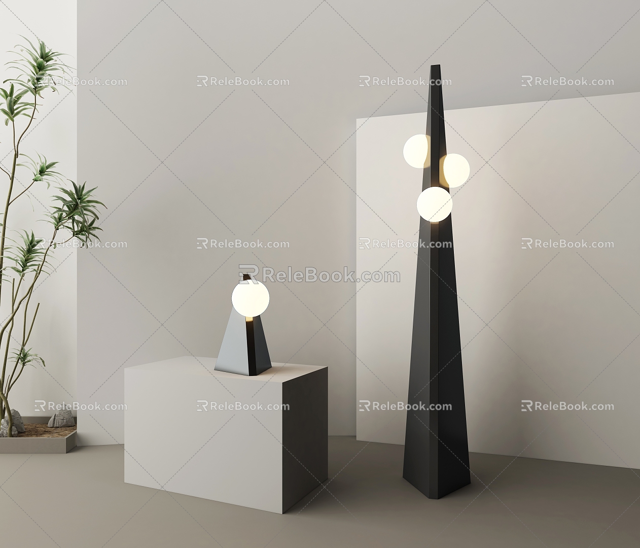 Italian black cone multi-head floor lamp table lamp model