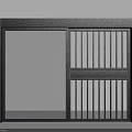 Black Sliding Entry Door with Glass Panel and Grille Design 3d model