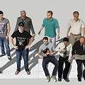Men'standing and sitting multi-person combination 3d model
