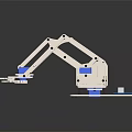 Building Blocks Mechanical Arm Construction With White Blue Joints And Stable Base Design 3d model