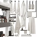 Organized Daily Washing Supplies With Soft Hanging Towels And Bathroom Storage Racks