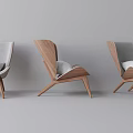 Modern Accent Chairs With Wooden Frame And Gray Cushions For Living Space