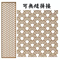 Traditional Room Screen with Circular Grid and Wave Patterns in Brown White Design
