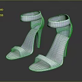 White High Heel Sandals With Ankle Strap Open Toe On Black Smooth Surface With Reflection 3d model
