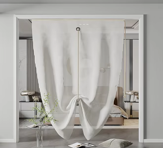 Modern curtain fabric curtain partition 3d model