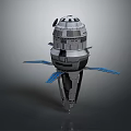 Metallic Space Equipment With Spherical Structure Blue Solar Panels And Pointed Bottom Design 3d model