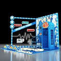 Blue Themed Photo Check In Spot With Limited Edition Decor And String Lights