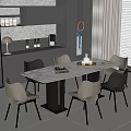 Modern Dining Table and Chair Combination Rectangular Dining Table and Chair Marble Dining Table Leather Dining Chair Sideboard 3d model