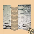 Abstract Painting Three Panel Design With Wavy Lines Textured Surfaces And Natural Tones