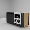 Modern Black And Wooden Radio Speaker With FM Function Time Display Buttons And Knob