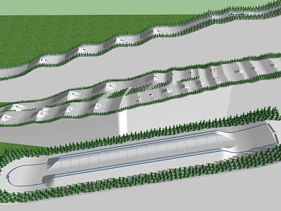 Modern Outdoor Fitness Complex With Multi Level Tracks And Green Landscaping 3d model