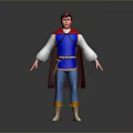 Man in Blue Outfit With Red Cape White Sleeves And Sword