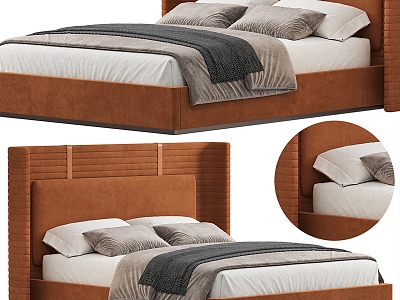 Modern Double Bed Fabric Double Bed 3d model