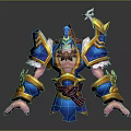 Mythical Warrior Character In Blue Gold Armor With Creature Inspired Decorative Elements 3d model