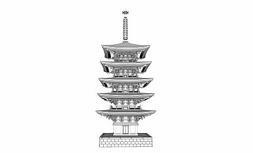 Chinese-style tower Buddha tower 3d model