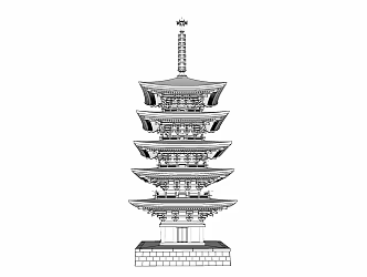 Chinese-style tower Buddha tower 3d model