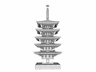 Chinese-style tower Buddha tower 3d model