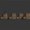Wooden Crates Arranged As Outdoor Seating Setup With Grill Chair And Carpet