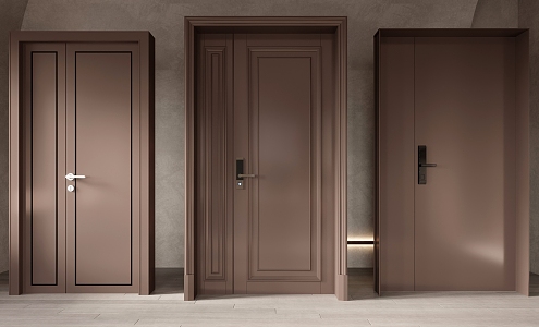 Modern child-mother door entrance door double door notoginseng door 3d model