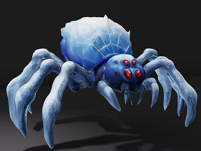 Game Movie Character Ice Blue Spider With Red Eyes And Frosty Texture 3d model
