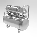 Industrial Silver Air Compressor With Cylindrical Tank Top Unit Heat Sink And Handle
