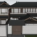 Detached Villa Featuring Traditional Roof Courtyard Pond Cherry Blossom Tree and Mountain View