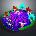 Colorful Commercial Display Model With Miniature Houses Trees And Animals