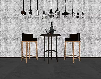 Industrial LOFT Chandelier Chandelier Bar Stool 3d model