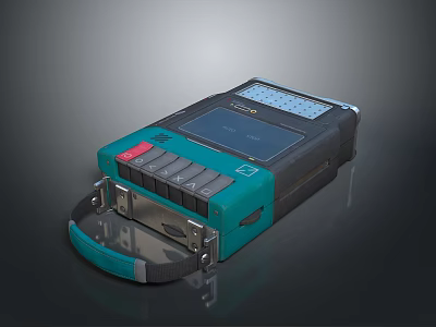 Teal And Black Portable Testing Device With Display Screen Control Buttons And Carrying Handle 3d model