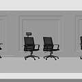 Two Black Mesh Office Chairs With Modern Design And Rolling Wheels In White Space