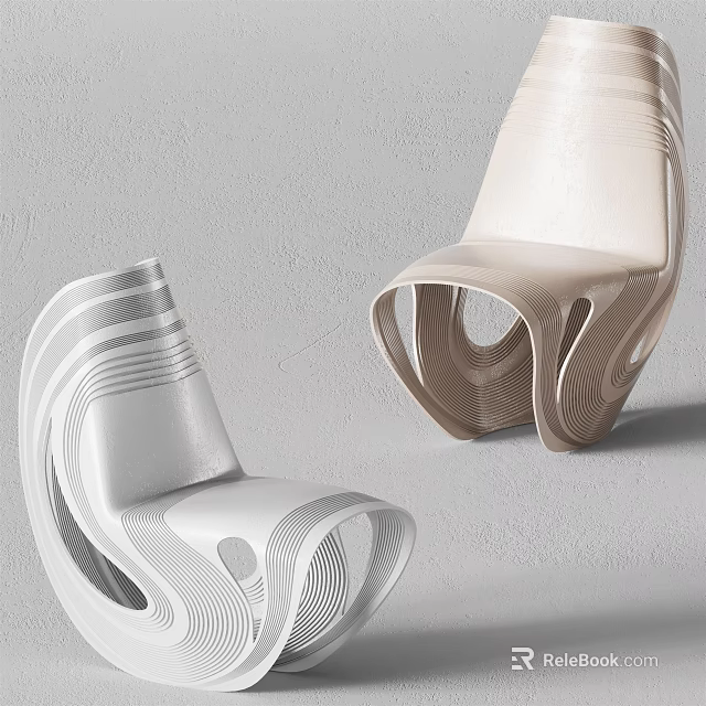 Modern Sculptural Single Chair With Curved Smooth Structure And Unique Design 3d model
