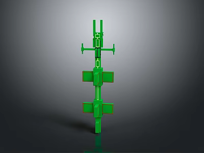 Green Natural Landscape With Cross Shaped Greenery And Gray Gradient Background Reflection 3d model