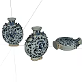 Traditional Blue And White Ceramic Vessels With Floral Patterns And Vase Shapes