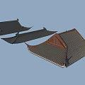 Traditional Architectural Roof Components Featuring Curved Eaves And Tile Roof Structures
