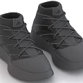 High Top Black Sneakers With Lace Up Design And Thick Sole Modern Style