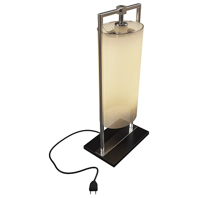 Modern Floor Lamp With Cylindrical Fabric Shade And Black Metal Base 3d model