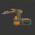 Orange Industrial Robotic Arm 3D Rendering With Mechanical Structure And Automation Design 3d model