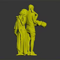 Family Group Standing Together with Parents Holding Two Young Children 3d model