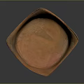 Earth Tone Ceramic Sculpture Carving with Wave Shaped Rim and Textured Base Design