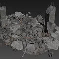 Ruin Stone Pile Collapse Building Collapse Building Ruin Wreckage Earthquake Building Destroyed Building 3d model