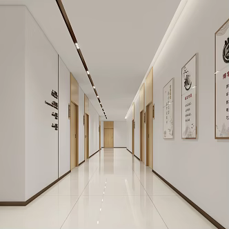 Office aisle 3d model