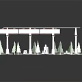 Red Model Train on Transparent Track with Green Trees and White Buildings